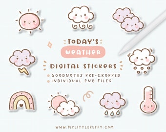 Cute Weather Digital Planner Stickers/ GoodNotes Digital Stickers/ Weather GoodNotes Stickers/ Weather Digital Stickers/ Kawaii Goodnotes