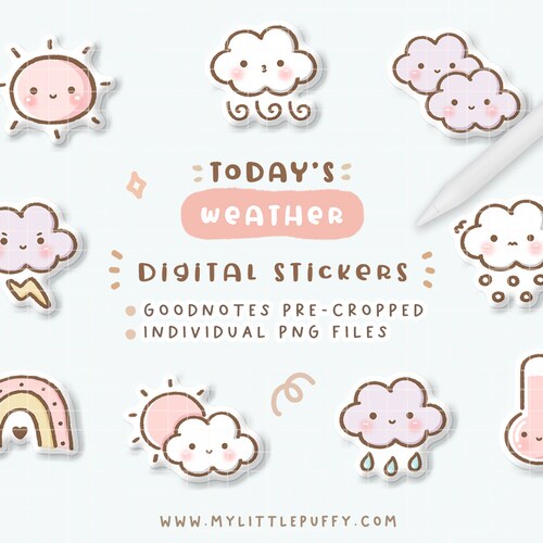 Cute Weather Digital Planner Stickers for Goodnotes Planner/ Etsy
