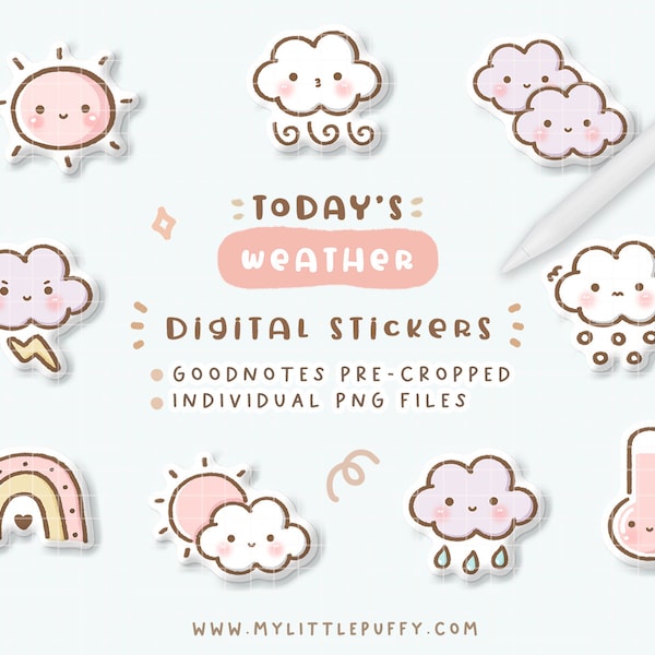 Cute Weather Digital Planner Stickers/ GoodNotes Digital Stickers/ Weather GoodNotes Stickers/ Weather Digital Stickers/ Kawaii Goodnotes