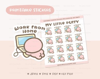 Cute Work From Home Printable Planner Sticker/ Home Office Planner Sticker/ Work Printable Planner Sticker/ Overtime Planner Sticker/ Laptop