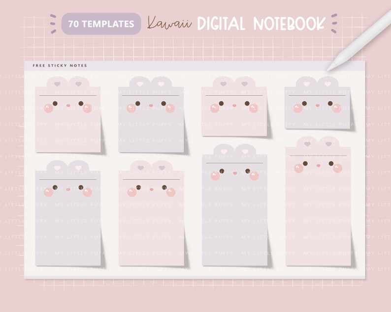 Cute Bunny Digital Notebook/ Hyperlinked Digital Notebook/ 12 Sections Digital Notebook/ Kawaii Digital Notebook/ Pink Notebook Digital Cute zdjęcie 9