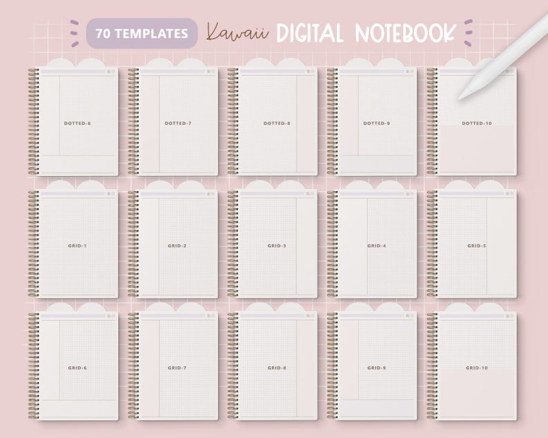 Cute Bunny Digital Notebook/ Hyperlinked Digital Notebook/ 12 Sections Digital Notebook/ Kawaii Digital Notebook/ Pink Notebook Digital Cute zdjęcie 5