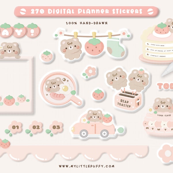 Cute Digital Planner Stickers for GoodNotes Planner/ GoodNotes Digital Planner Stickers/ Cute Digital Sticker Book/ Digital Journal Stickers