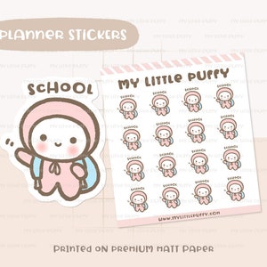 School Planner Stickers/ School Day Planner Stickers/ Study Planner Stickers/ Kawaii Hand Drawn Planner Stickers/ Student Planner Stickers