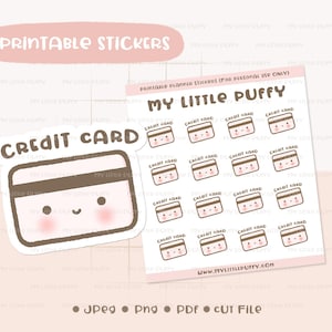 Leuke credit card afdrukbare planner sticker / credit card planner sticker / betaling afdrukbare planner sticker / financiële planner sticker / digitaal