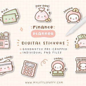 Söta Finance Digital Planner Stickers för GoodNotes Planner/ Payday GoodNotes Planner Stickers/ Digital Art/ Kawaii Planner Stickers Digital