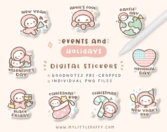 Public Holidays Digital Planner Stickers/ Holidays And Events Digital Stickers for GoodNotes Planner/ Calendar Digital Planner Stickers/ PNG