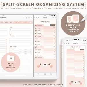 Digital Planner Organizer/ Split-Screen Organizer/ Planner Pal/ Split-Screen Planner/ Digital Planner Folder System/ Digital Stickers/ PNG/