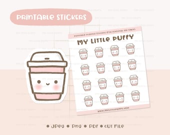 Cute Coffee Planner Sticker/ Coffee Printable Planner Sticker/ Café Printable Planner Sticker/ Coffee Takeout Planner Sticker/ Foodie