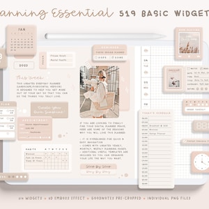 Planning Essential Digital Widgets/ Digital Planner Stickers/ Digital Sticker Book/ Planner Widgets/ Sticker Set For Digital Planner/ PNG