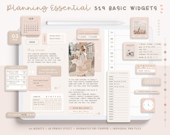 Planning Essential Digital Widgets/ Digital Planner Stickers/ Digital Sticker Book/ Planner Widgets/ Sticker Set For Digital Planner/ PNG