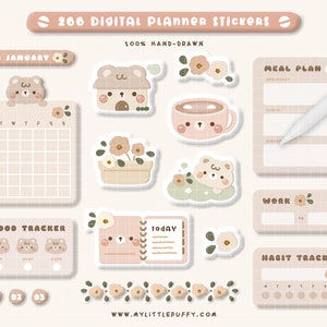 Kawaii digitale Aufkleber für GoodNotes Planner / GoodNotes Digitale Planner Aufkleber / Digitale Journal Aufkleber / Aufkleberbuch