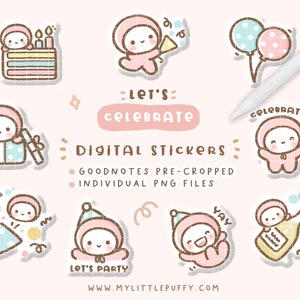 Celebration Digital Planner Stickers/ Birthday Digital Stickers/ Cute Holidays Digital Stickers/ Party Digital Stickers/ Goodnotes New Year