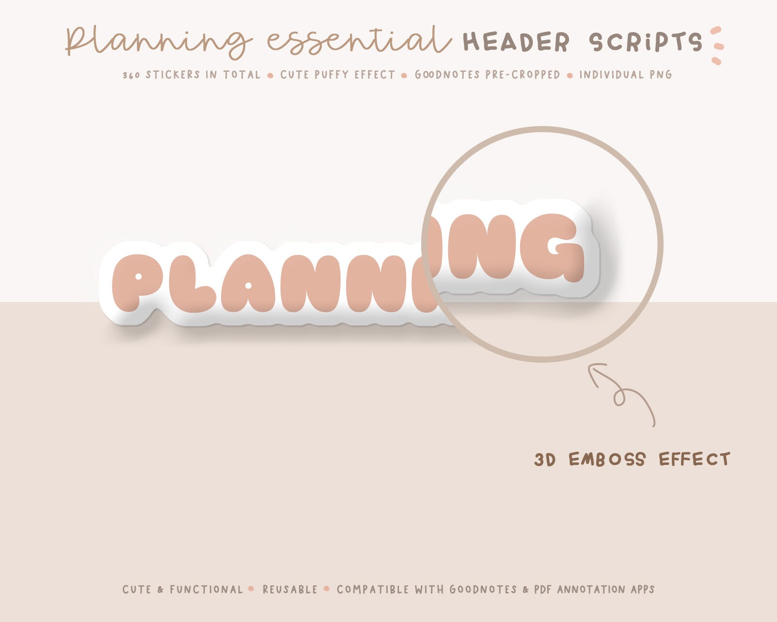 360 Kawaii Planning Scripts/ Cute Digital Planner Script Stickers ...