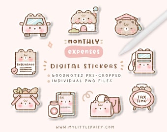 Budget Digital Planner Stickers/ Finance Digital Stickers/ Budget Digital Stickers/ Monthly Expenses Digital Stickers/ Cute Journal Stickers