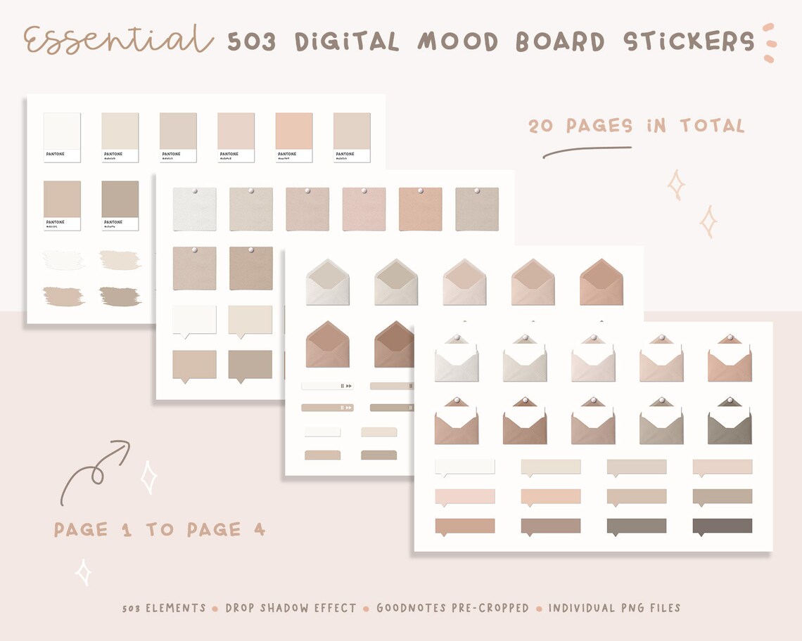 Digital Mood Board Stickers/ Vision Board Digital Stickers Pink ...