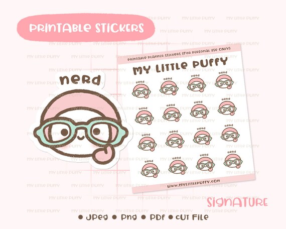 Cute Book Nerd Printable Planner Sticker/ Read Books Planner | Etsy