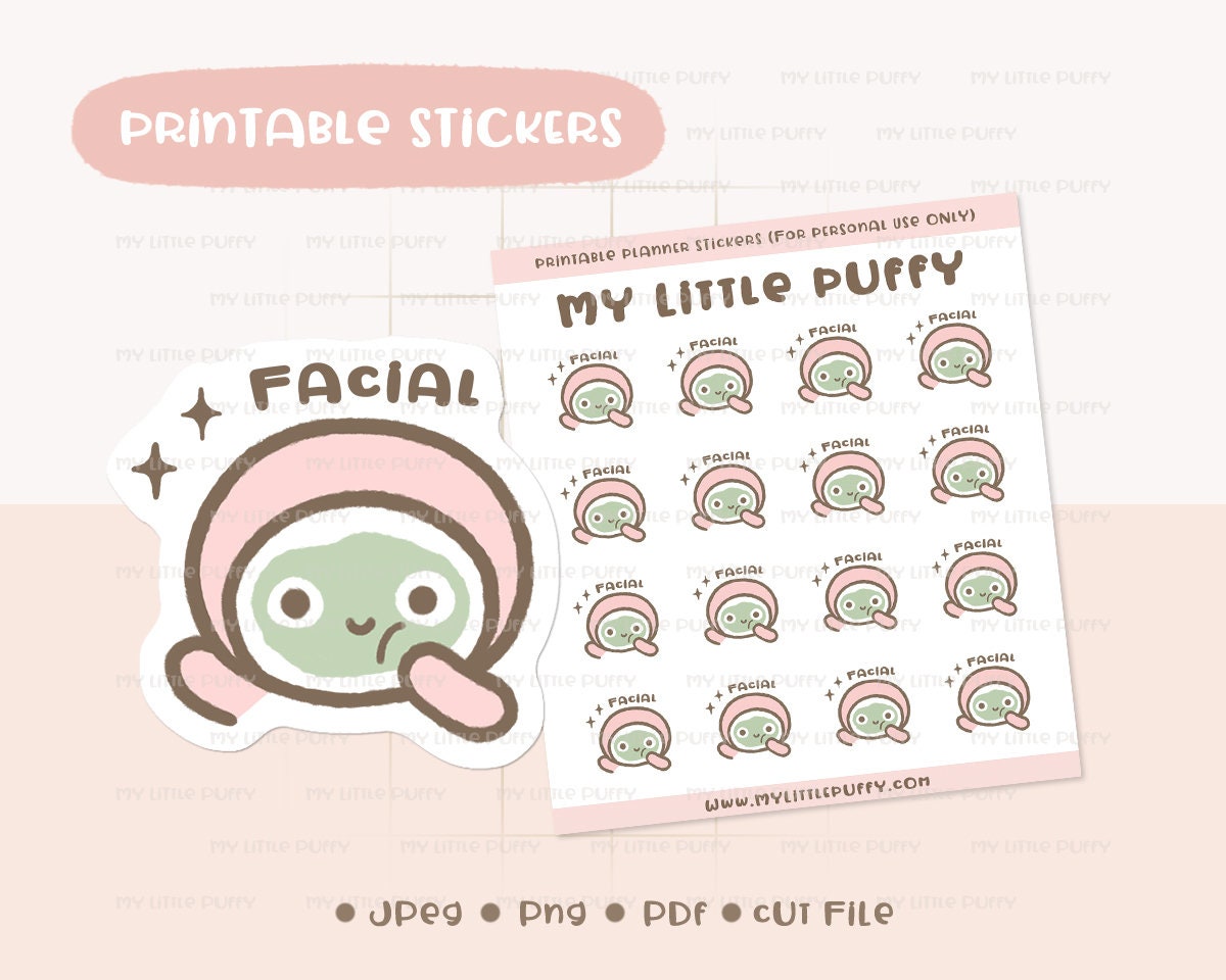 Facial Printable Planner Sticker/ Facial Planner Sticker/ Face Mask ...