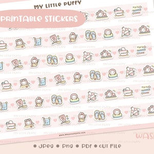 Summer Washi Printable Planner Sticker/ Swim Planner Sticker/ Beach Washi Printable/ Sunscreen/ Flip Flops Washi Digital/ Summer Printable