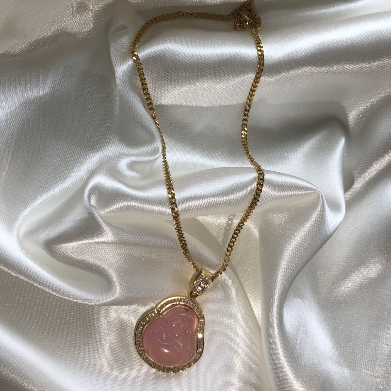 Pink Gold Buddha Pendant & 3mm Rope Chain. Etsy