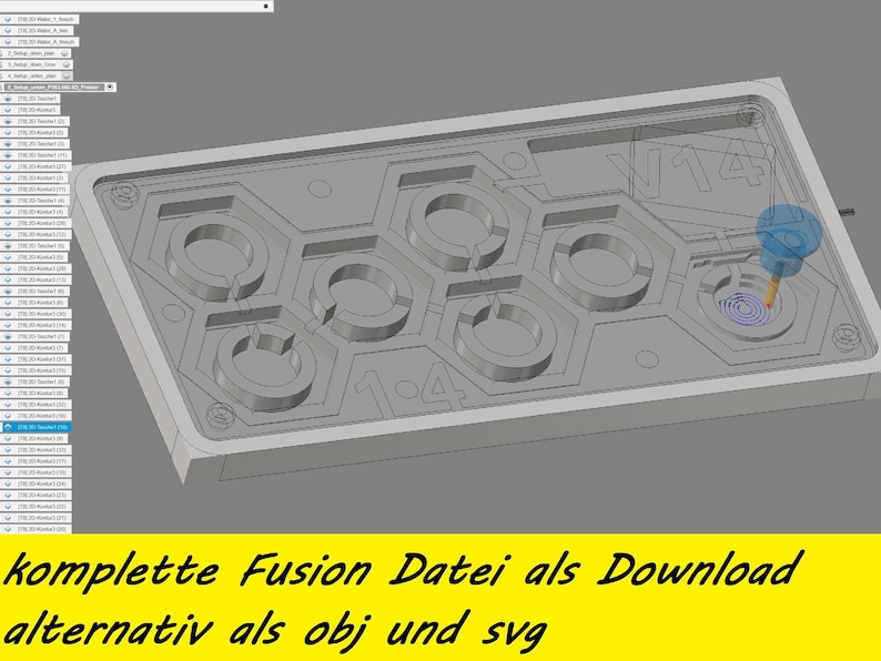 6eck Sensor Touch Servierbrett, LED River Table, interaktives Servierbrett, LED Touch Table, Bauanleitung, Fusion 360, .f3d, .stl, .obj .dxf Bild 6