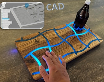 Wave Sensor Touch Servierbrett, LED River Table, interaktives Servierbrett, LED Touch Table, Bauanleitung, Fusion 360, .f3d, .stl, .obj .dxf