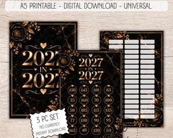 2027 in 2027 Savings Challenge Printable, Cookie Savings Challenge, A5 Cash Stuffing Challenge, No Currency Budget Binder Insert Digital PDF