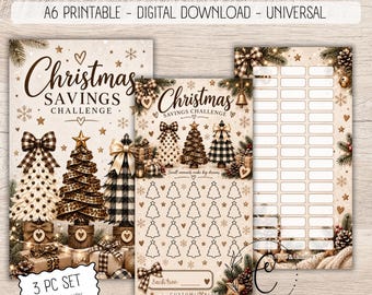 Christmas Savings Challenge Printable, Savings Challenge, A6 Cash Stuffing Challenge, No Currency, Budget Binder, Digital Download