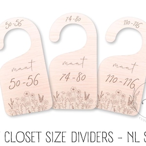 Percha de ropa SVG Tamaño 44 a 164 | Etiquetas de armario para bebés y niños | Diseño holandés