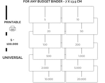 Printable Cash Placeholders for Savings, Budget Binder Cash Envelope System - Universal, Digital Download for Money Management and Savings