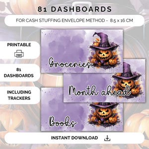 81 Dashboards and trackers for cashstuffing, a6 budget binder, digital download, cash stuffing, budgeting, saving method, english, savings
