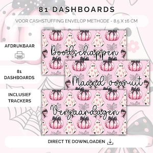 81 Dashboards en trackers voor cashstuffing, a6 budget binder, digitale download, cash stuffen, budgetteren, spaarmethode, nederland, sparen