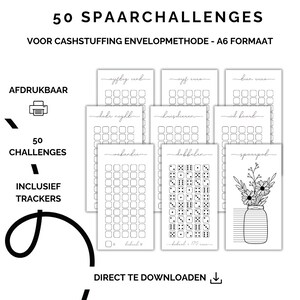 50 Herausforderungen und Tracker für Cash Stuffing, A6-Haushaltsordner, digitaler Download, Cash Stuffing, Budgetierung, Sparmethode, Niederlande, Sparen