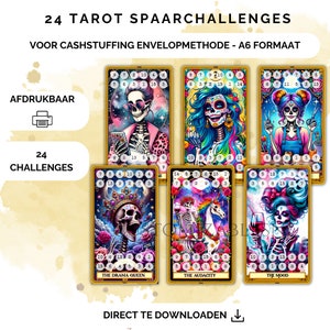 24 lustige sarkastische Tarot-Sparherausforderungen für Cash Stuffing, A6-Budgetordner, digitaler Download, Cash Stuffing, Budgetierung,