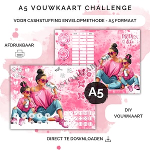 Desafío de tarjetas plegables A5, ahorros de tarjetas plegables, desafío de ahorro de tarjetas plegables para relleno de efectivo, carpeta de presupuesto a5, descarga digital, juego de presupuesto