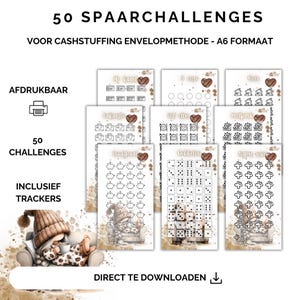 50 Herausforderungen und Tracker für Cash Stuffing, A6-Haushaltsordner, digitaler Download, Cash Stuffing, Budgetierung, Sparmethode, Niederlande, Sparen