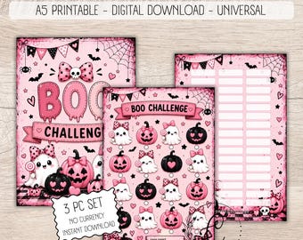 Boo Savings Challenge Printable, Cute Savings Challenge, A5 Cash Stuffing Challenge, No Currency, Budget Binder, Digital Download
