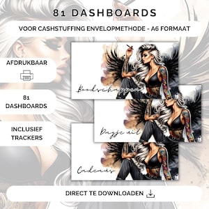 81 Dashboards en trackers voor cashstuffing, a6 budget binder, digitale download, cash stuffen, budgetteren, spaarmethode, nederland, sparen