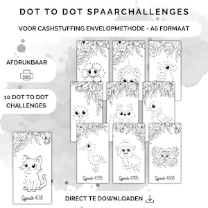Dot to dot challenge animals for cash stuffing, euro, a6 budget binder, savings challenge, printable, savings method, budget planner, euro, saving