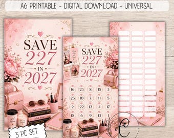 227 in 2027 Savings Challenge Printable, Cookie Savings Challenge, A6 Cash Stuffing Challenge, No Currency Budget Binder Insert Digital PDF