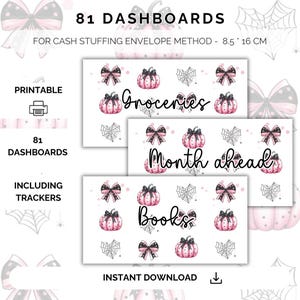 81 Dashboards and trackers for cash stuffing, a6 budget binder, digital download, cash stuffing, budgeting, saving method, english, savings