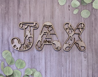 Wooden letters wild animal theme | Maternity gift | Baby room and children's room | Birthday | Letters | Baby shower gift