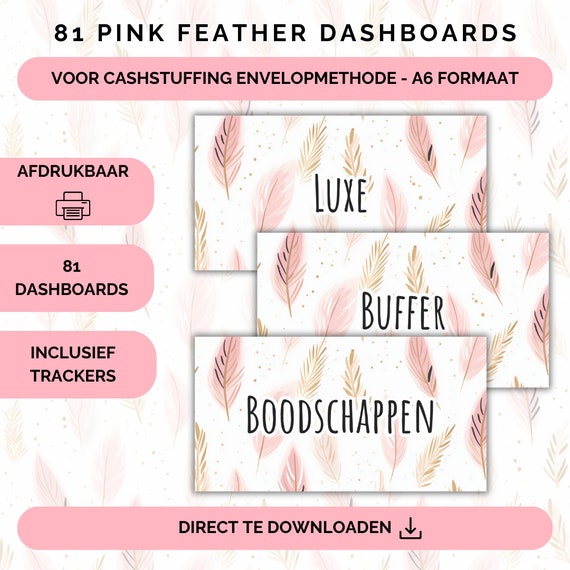 81 Dashboards en trackers voor cashstuffing, a6 budget binder, digitale download, cash stuffen, budgetteren, spaarmethode, nederland, sparen