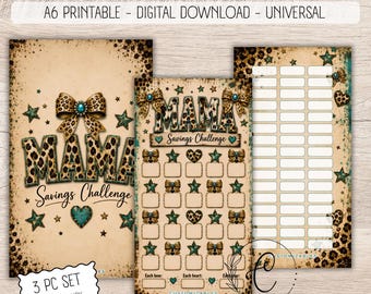 Mama Savings Challenge Printable, Cookie Savings Challenge, A6 Cash Stuffing Challenge, No Currency Budget Binder Insert Digital PDF
