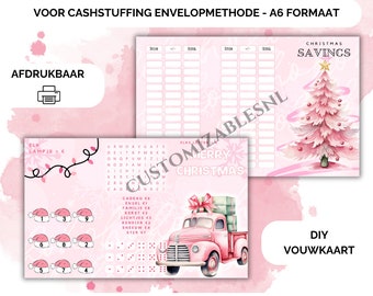 Desafio de cartões dobráveis de Natal, economia de cartões dobráveis, desafio de economia de cartões dobráveis para economizar dinheiro, fichário econômico A6, download digital, orçamento