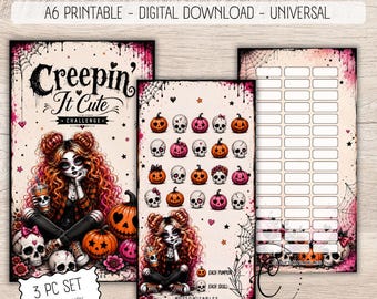 Halloween Savings Challenge Printable, Halloween Savings Challenge, A6 Cash Stuffing Challenge, No Currency, Budget Binder, Digital Download