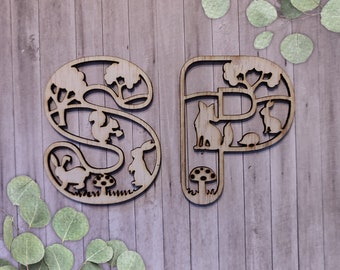 Wooden letters fairytale forest theme | Maternity gift | Baby room and children's room | Birthday | Letters | Baby shower gift