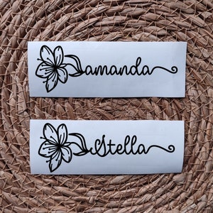 Sticker met naam | Naamsticker | Vinyl | Bloemen | Gepersonaliseerde stickers | Naam of tekst | Eigen ontwerp sticker | Flower decal |