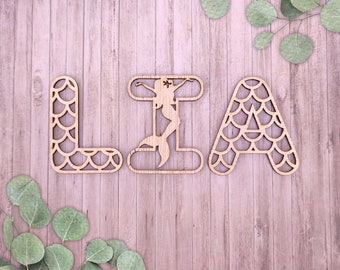 Wooden letters mermaid theme | Construction | Maternity gift | Baby room and children's room | Birthday | Letters | Baby shower gift