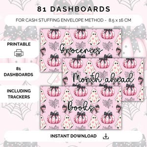 81 Dashboards and trackers for cash stuffing, a6 budget binder, digital download, cash stuffing, budgeting, saving method, english, savings